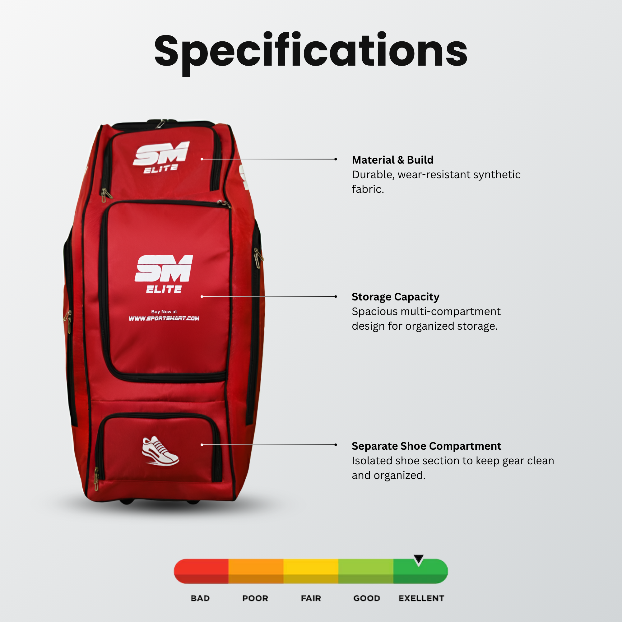 NOVA SM Elite Cricket Kit Bag with Wheels