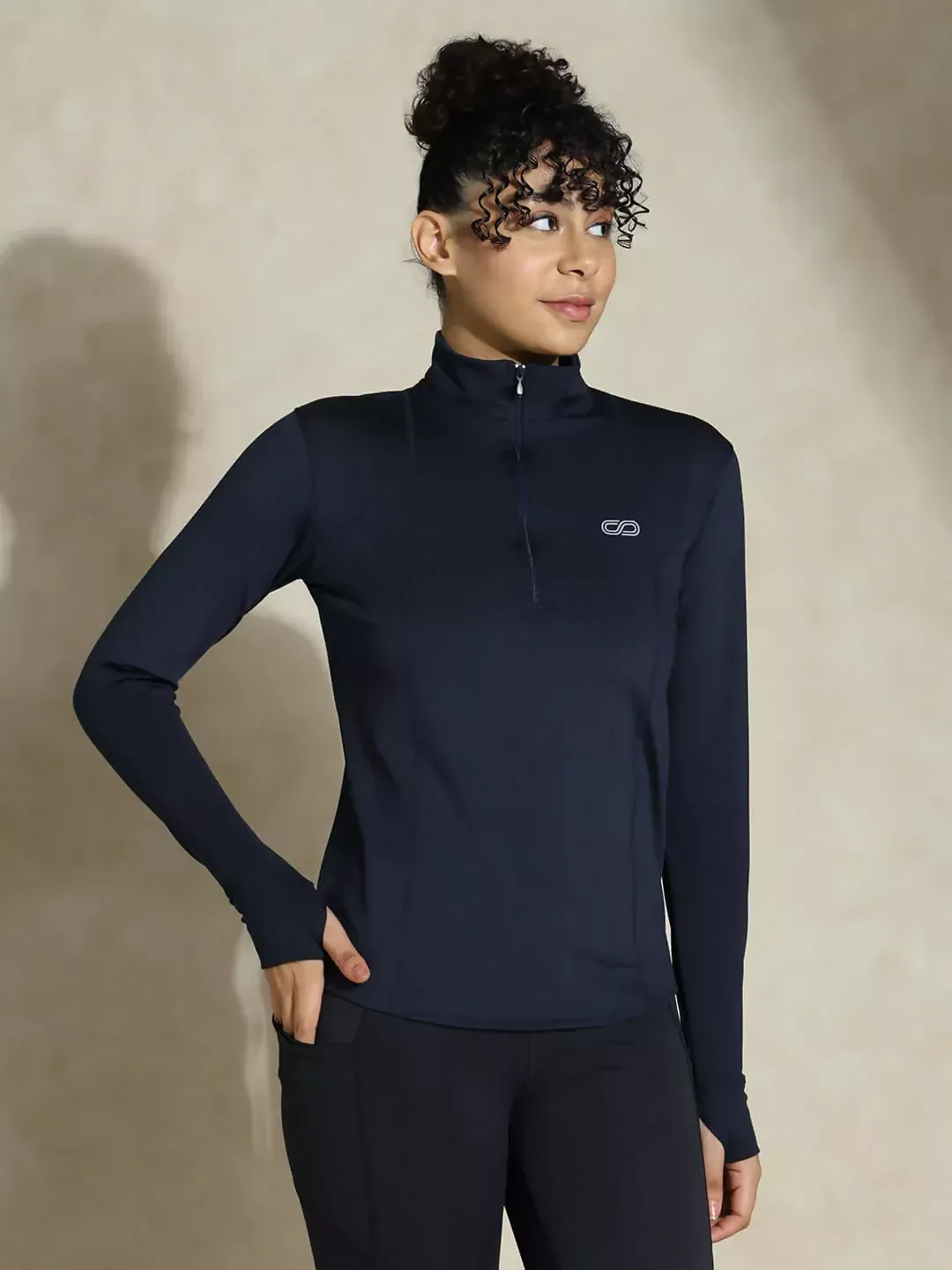 Women's Ath Runner Zip Neck Navy