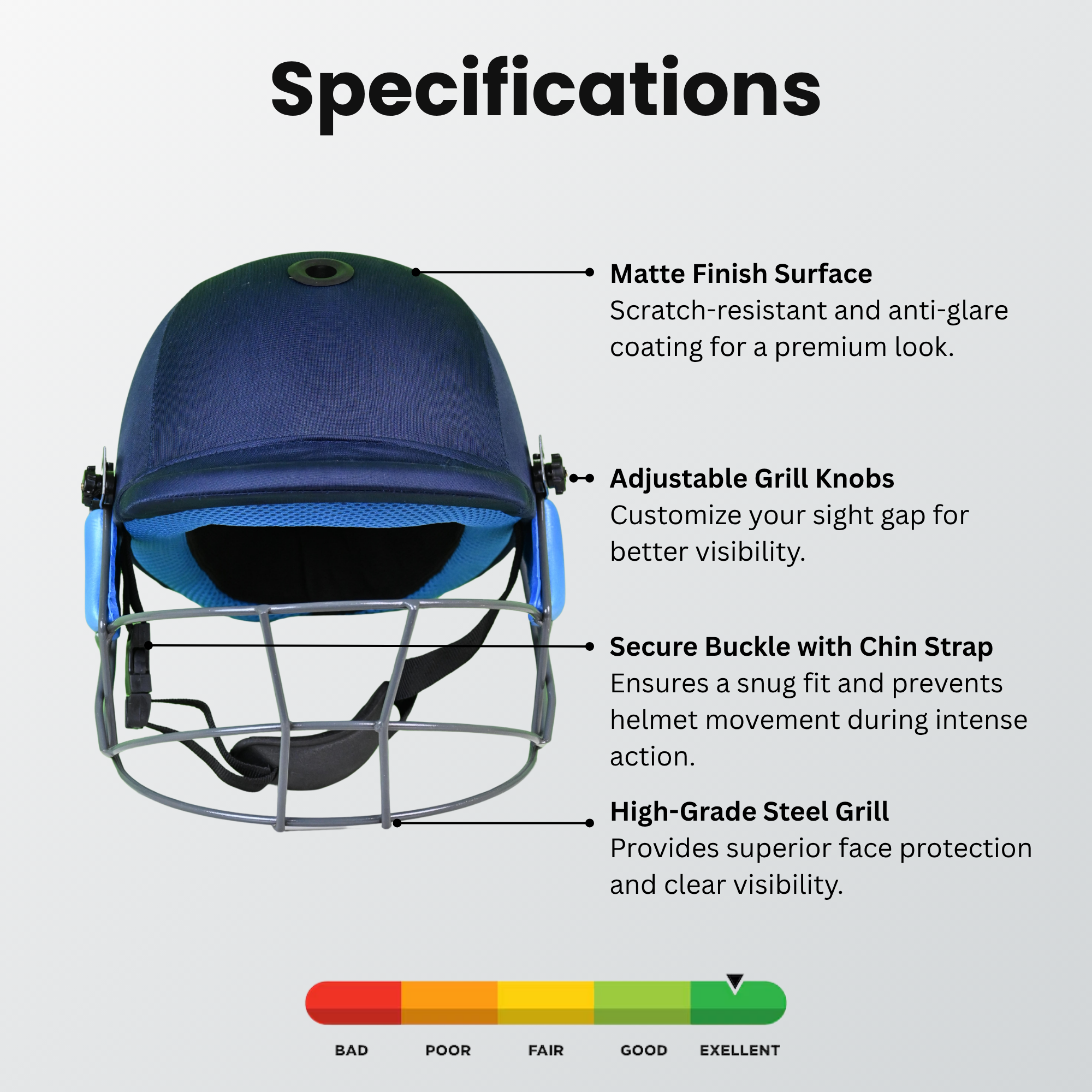 NOVA SM Academy Cricket Helmet -Navy Blue